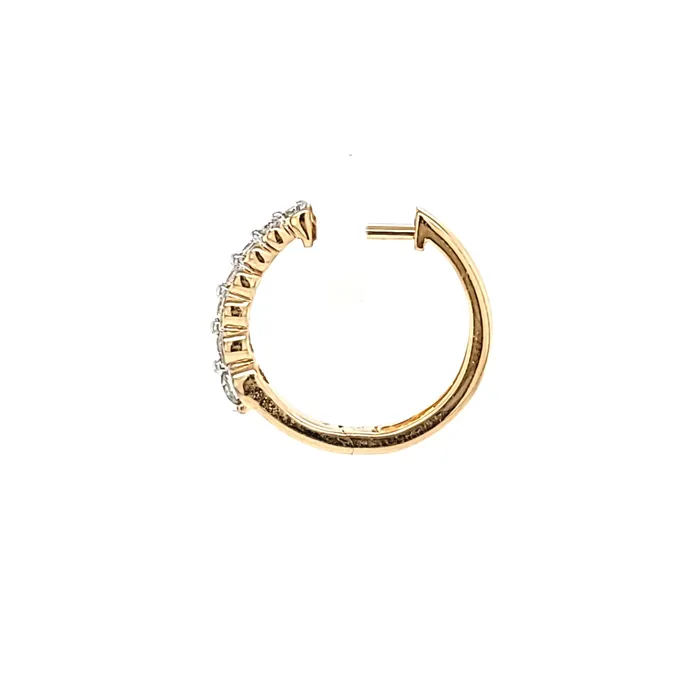 Earrings Grandeur Creations 14k Yellow Gold Bezel Diamond Hoop Earrings I6995