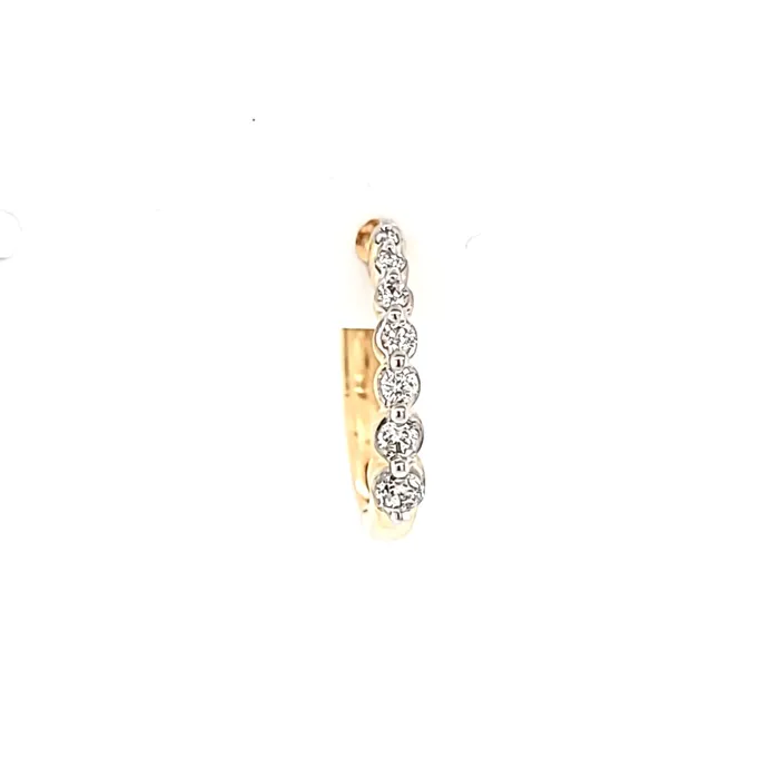 Earrings Grandeur Creations 14k Yellow Gold Bezel Diamond Hoop Earrings I6995