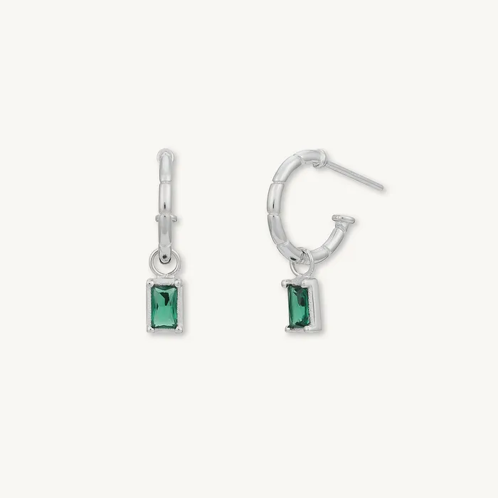Emerald Baguette Drop Bezel Earrings Camile Stone Earrings Emerald Baguette Drop Bezel Earrings Camile Stone Earrings