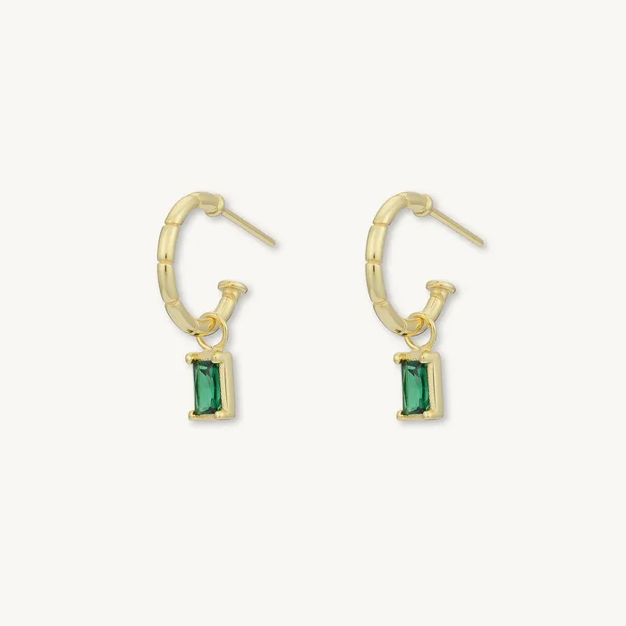 Emerald Baguette Drop Bezel Earrings Camile Stone Earrings Emerald Baguette Drop Bezel Earrings Camile Stone Earrings