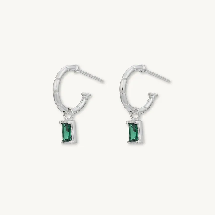 Emerald Baguette Drop Bezel Earrings Camile Stone Earrings Emerald Baguette Drop Bezel Earrings Camile Stone Earrings