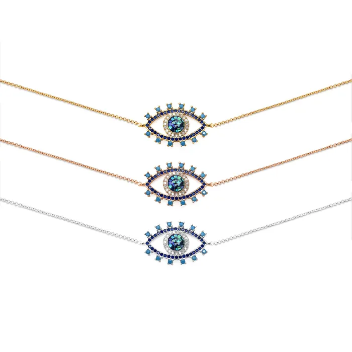 Evil Eye Charm Pendant 32x20mm Double Bail Evil Eye Bracelet Charm GemMartUSA Bracelets