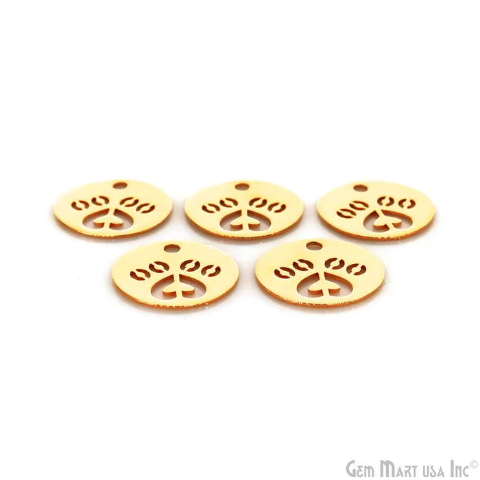 GemMartUSA Charm Necklaces Heart In Round Shape Charm Laser Finding Gold Plated 18mm Charm For Bracelets Pendants