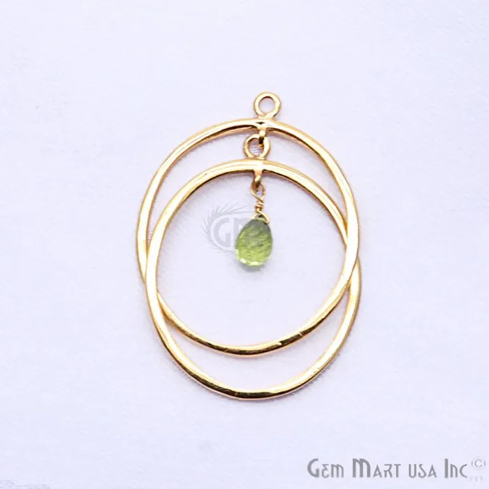 GemmartUSA Earrings Gemstone Round 36x25mm Dangle Hoop Earring Charm 1PC Pick Stone