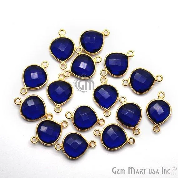 GemMartUSA Necklaces Heart 10mm Double Bail Gold Bezel Gemstone Connector