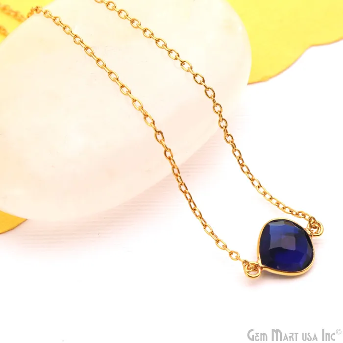 GemMartUSA Necklaces Heart 10mm Double Bail Gold Bezel Gemstone Connector