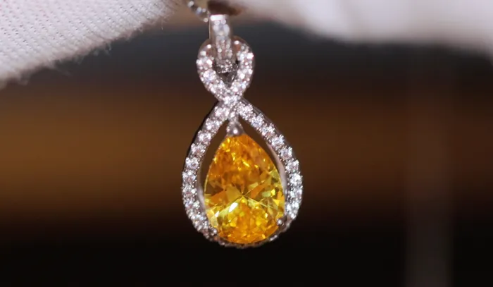 Lab Diamonds London Necklaces Yellow Diamond Necklace Womens Diamond Necklace Teardrop Necklace Pear Shape Necklace Womens Charm Necklace Teardrop Pendant