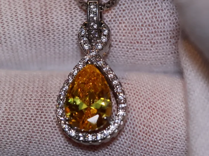 Lab Diamonds London Necklaces Yellow Diamond Necklace Womens Diamond Necklace Teardrop Necklace Pear Shape Necklace Womens Charm Necklace Teardrop Pendant