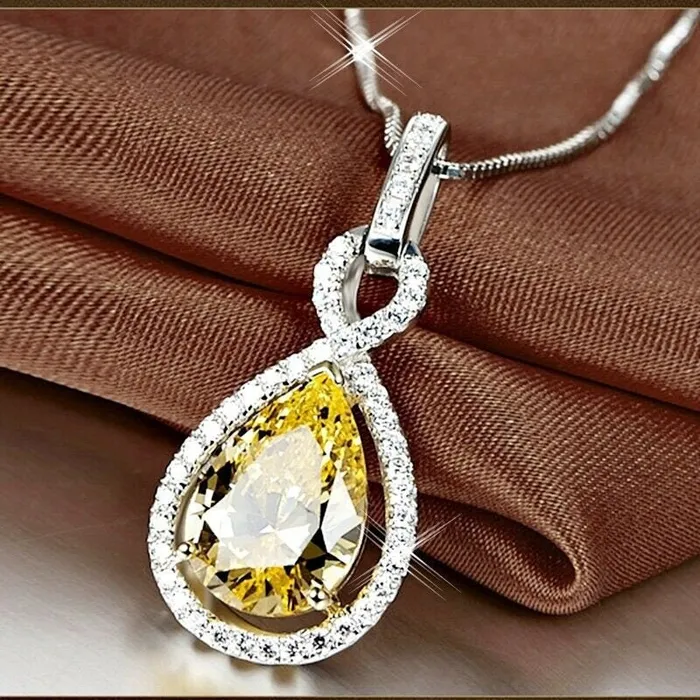 Lab Diamonds London Necklaces Yellow Diamond Necklace Womens Diamond Necklace Teardrop Necklace Pear Shape Necklace Womens Charm Necklace Teardrop Pendant