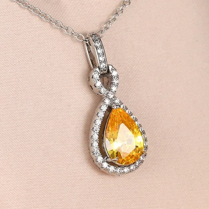 Lab Diamonds London Necklaces Yellow Diamond Necklace Womens Diamond Necklace Teardrop Necklace Pear Shape Necklace Womens Charm Necklace Teardrop Pendant