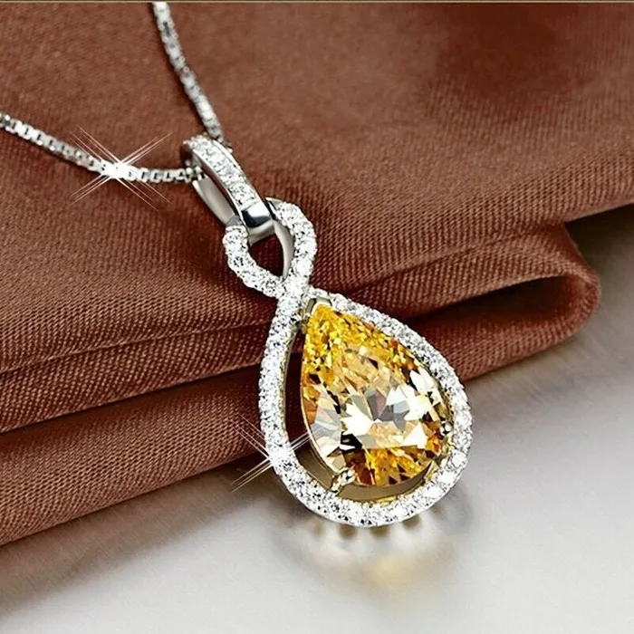Lab Diamonds London Necklaces Yellow Diamond Necklace Womens Diamond Necklace Teardrop Necklace Pear Shape Necklace Womens Charm Necklace Teardrop Pendant