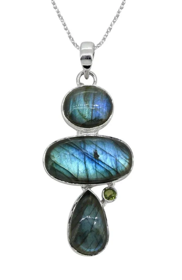 Labradorite Gemstone Solid 925 Sterling Silver Pendant 3 YoTreasure Necklaces