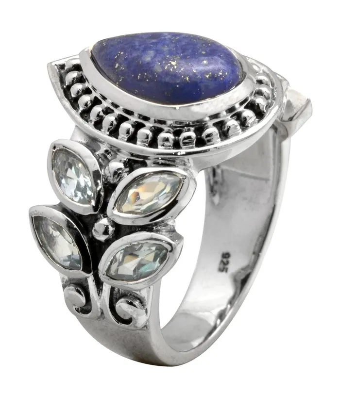 Lapis Blue Topaz Solid 925 Sterling Silver Gemstone Ring YoTreasure Rings