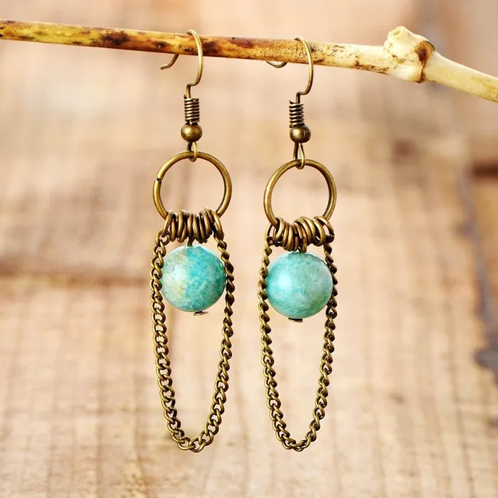 My Zen Temple Earrings Amazonite Chains Earrings