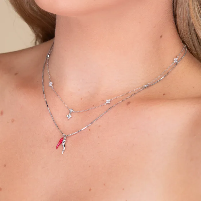 Necklaces Camile Stone Clover Station Zirconia Chain Necklace