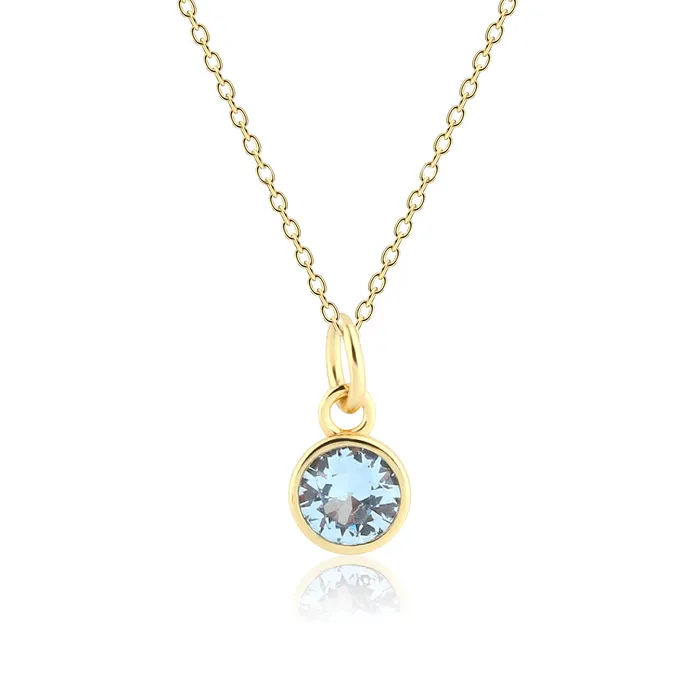 Necklaces Cherished Moments 14K Gold Plated Round CZ Birthstone Necklace for Girls Teens and Women