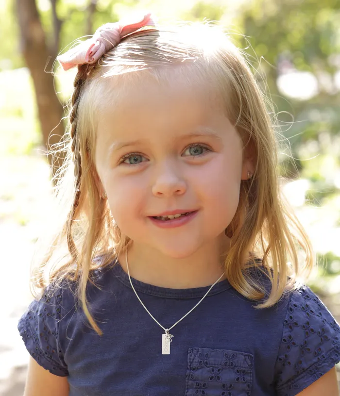 Necklaces Cherished Moments Sterling Silver Bar Necklace with Angel Charm for Kids