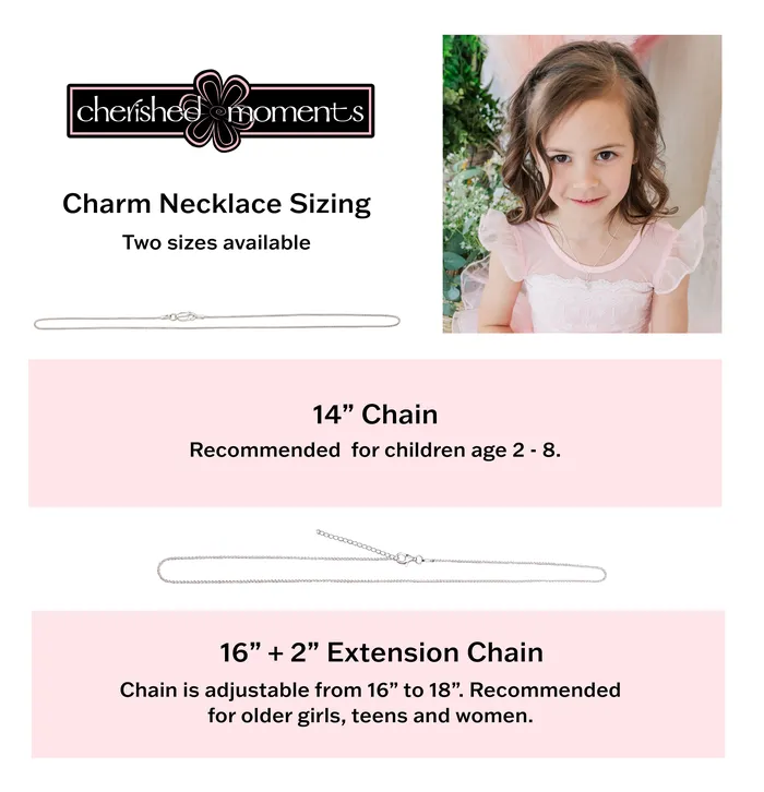 Necklaces Cherished Moments Sterling Silver Bar Necklace with Angel Charm for Kids