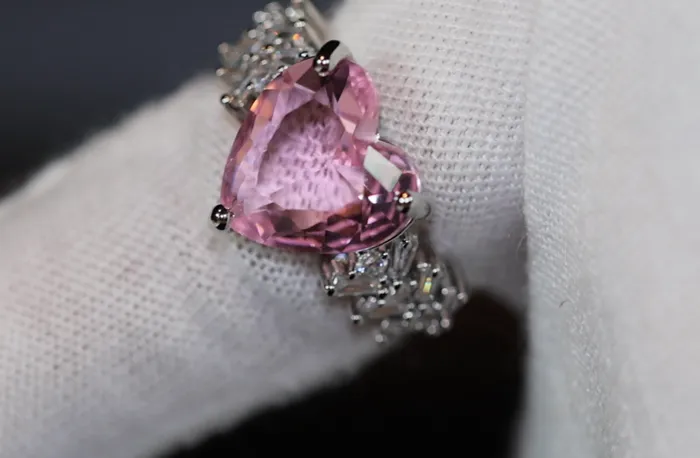 Pink Diamond Ring Teardrop Ring Heart Shape Ring Lab Diamonds London Rings