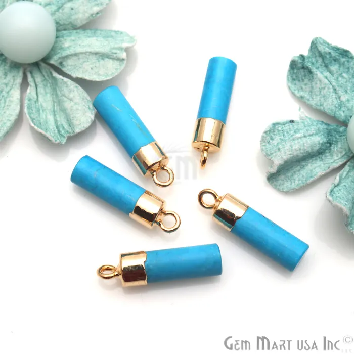 PreStyled Sets GemMartUSA Gemstone Pencil 18x5mm Gold Electroplated Pendant Connector
