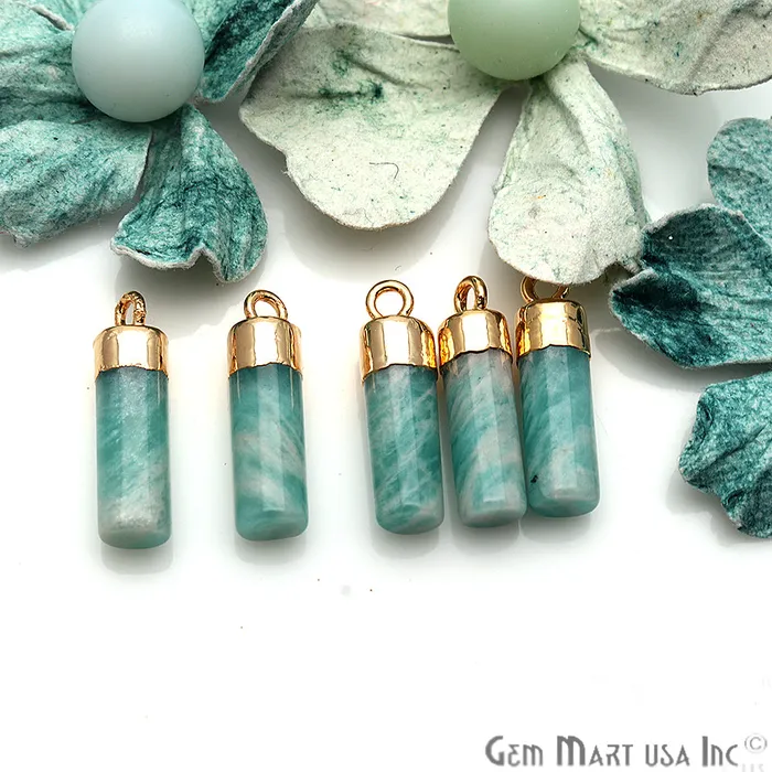 PreStyled Sets GemMartUSA Gemstone Pencil 18x5mm Gold Electroplated Pendant Connector