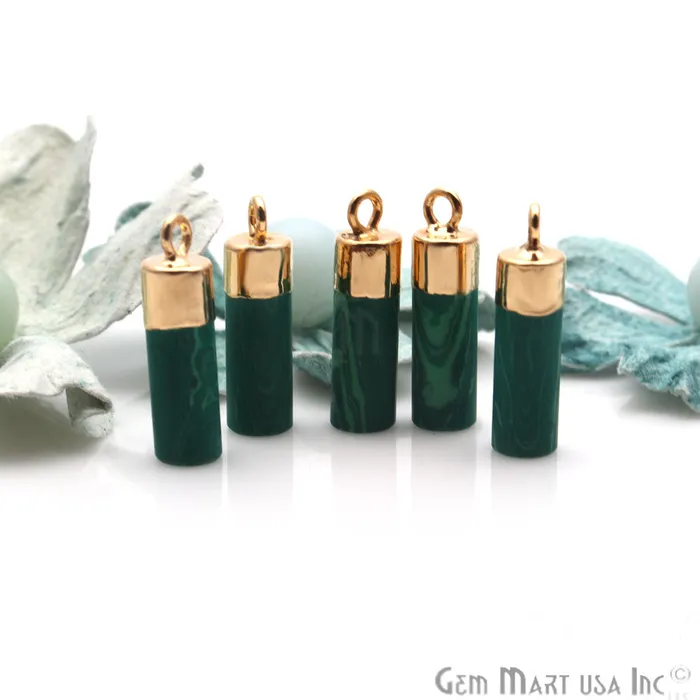 PreStyled Sets GemMartUSA Gemstone Pencil 18x5mm Gold Electroplated Pendant Connector