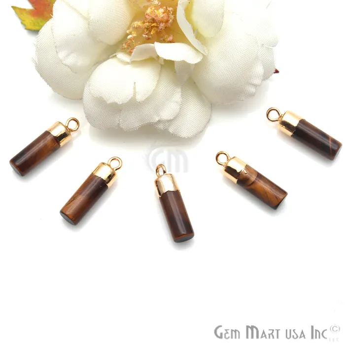 PreStyled Sets GemMartUSA Gemstone Pencil 18x5mm Gold Electroplated Pendant Connector