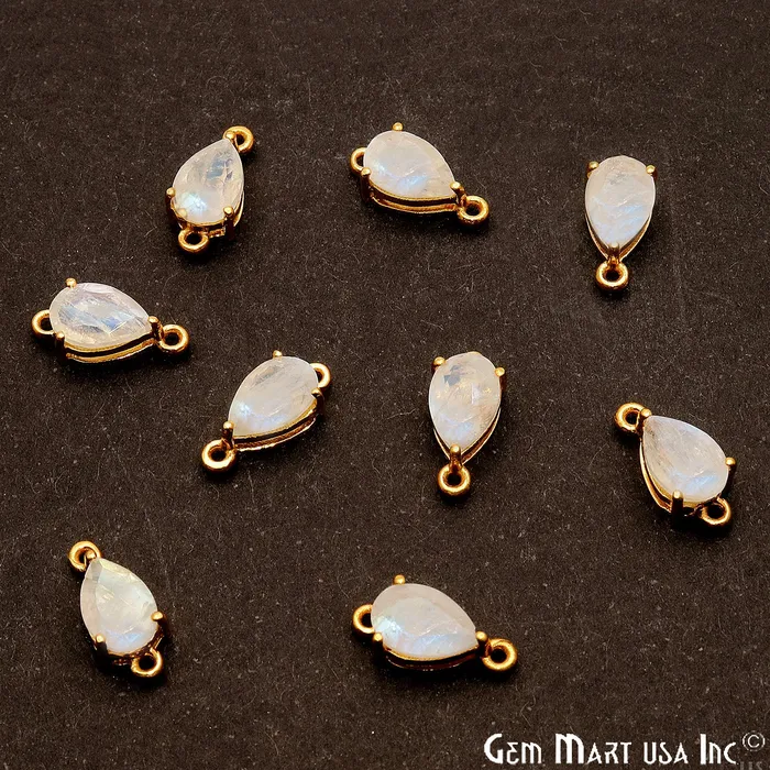 PreStyled Sets GemMartUSA Rainbow Moonstone Prong Setting Gold Plated Flashy Gemstone Connector