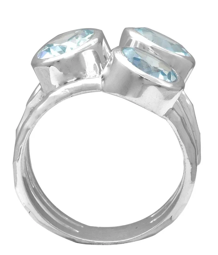 Rings YoTreasure Blue Topaz Solid 925 Sterling Silver Designer Ring Jewelry