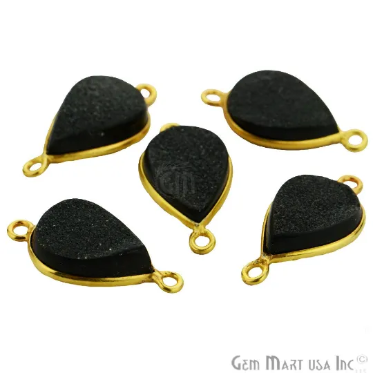 Titanium Druzy 10x14mm Pears Gold Double Bail Bezel Gemstone Connector GemMartUSA PreStyled Sets Titanium Druzy 10x14mm Pears Gold Double Bail Bezel Gemstone Connector GemMartUSA PreStyled Sets