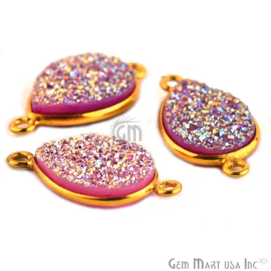 Titanium Druzy 10x14mm Pears Gold Double Bail Bezel Gemstone Connector GemMartUSA PreStyled Sets Titanium Druzy 10x14mm Pears Gold Double Bail Bezel Gemstone Connector GemMartUSA PreStyled Sets