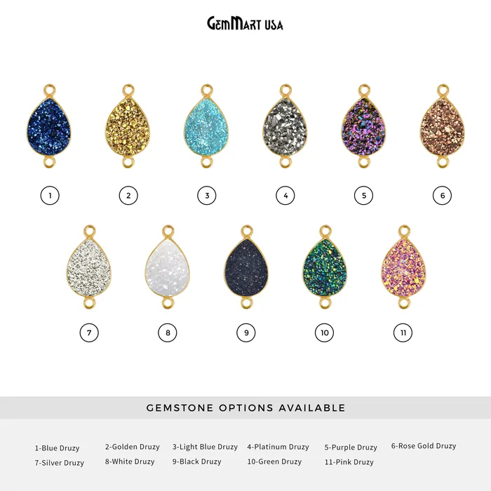 Titanium Druzy 10x14mm Pears Gold Double Bail Bezel Gemstone Connector GemMartUSA PreStyled Sets Titanium Druzy 10x14mm Pears Gold Double Bail Bezel Gemstone Connector GemMartUSA PreStyled Sets