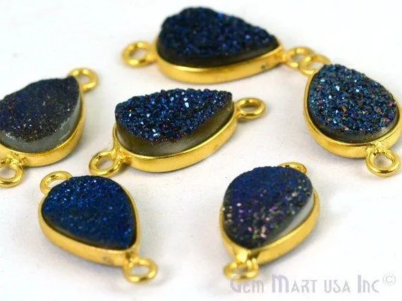 Titanium Druzy 10x14mm Pears Gold Double Bail Bezel Gemstone Connector GemMartUSA PreStyled Sets Titanium Druzy 10x14mm Pears Gold Double Bail Bezel Gemstone Connector GemMartUSA PreStyled Sets