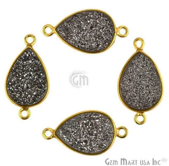 Titanium Druzy 10x14mm Pears Gold Double Bail Bezel Gemstone Connector GemMartUSA PreStyled Sets Titanium Druzy 10x14mm Pears Gold Double Bail Bezel Gemstone Connector GemMartUSA PreStyled Sets