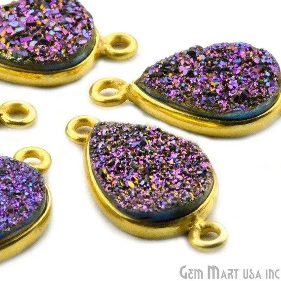 Titanium Druzy 10x14mm Pears Gold Double Bail Bezel Gemstone Connector GemMartUSA PreStyled Sets Titanium Druzy 10x14mm Pears Gold Double Bail Bezel Gemstone Connector GemMartUSA PreStyled Sets