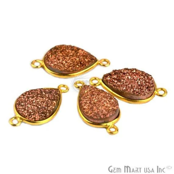 Titanium Druzy 10x14mm Pears Gold Double Bail Bezel Gemstone Connector GemMartUSA PreStyled Sets Titanium Druzy 10x14mm Pears Gold Double Bail Bezel Gemstone Connector GemMartUSA PreStyled Sets