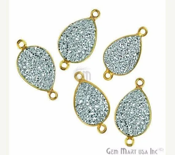 Titanium Druzy 10x14mm Pears Gold Double Bail Bezel Gemstone Connector GemMartUSA PreStyled Sets Titanium Druzy 10x14mm Pears Gold Double Bail Bezel Gemstone Connector GemMartUSA PreStyled Sets