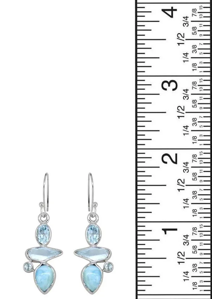 YoTreasure Earrings Larimar Blue Topaz Solid 925 Sterling Silver Dangle Earrings
