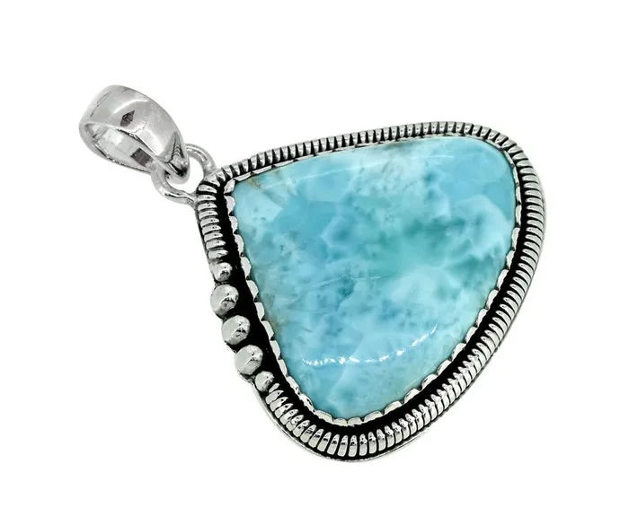 YoTreasure Necklaces Natural Larimar Solid 925 Sterling Silver Pendant 1 34