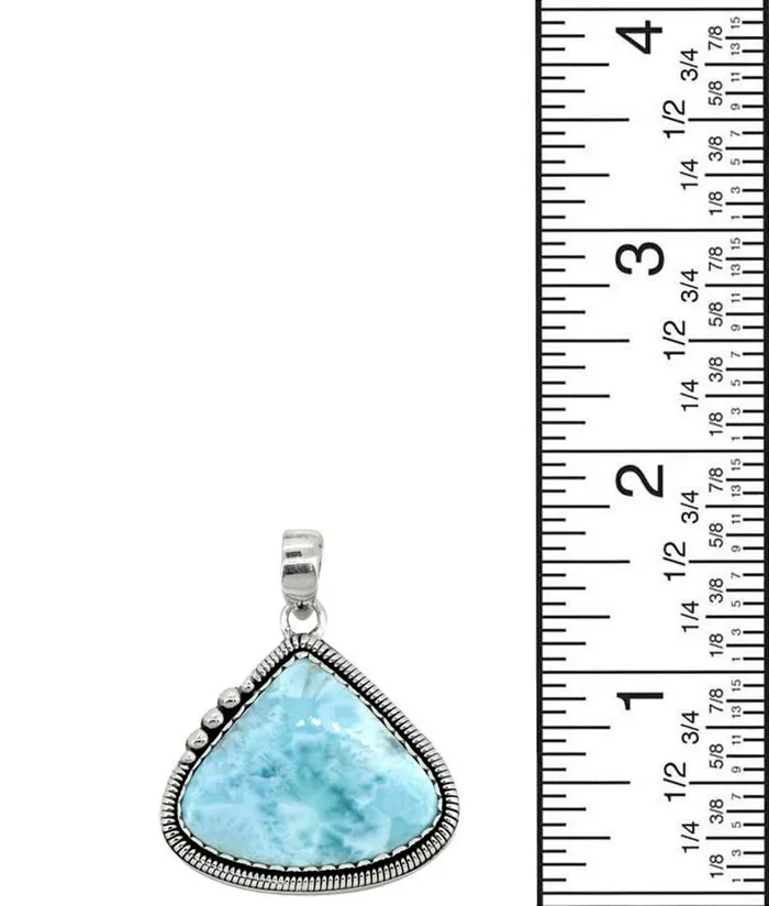 YoTreasure Necklaces Natural Larimar Solid 925 Sterling Silver Pendant 1 34
