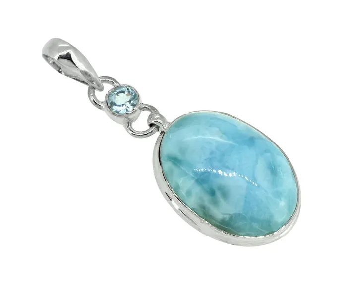 YoTreasure Necklaces Natural Larimar Solid 925 Sterling Silver Pendant 2