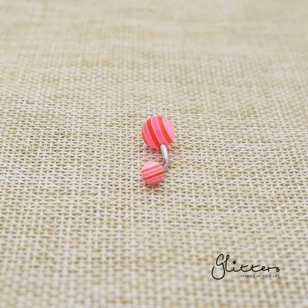 14 Gauge Acrylic Multi Color Strips Balls Belly Button Ring Red Glitters Rings