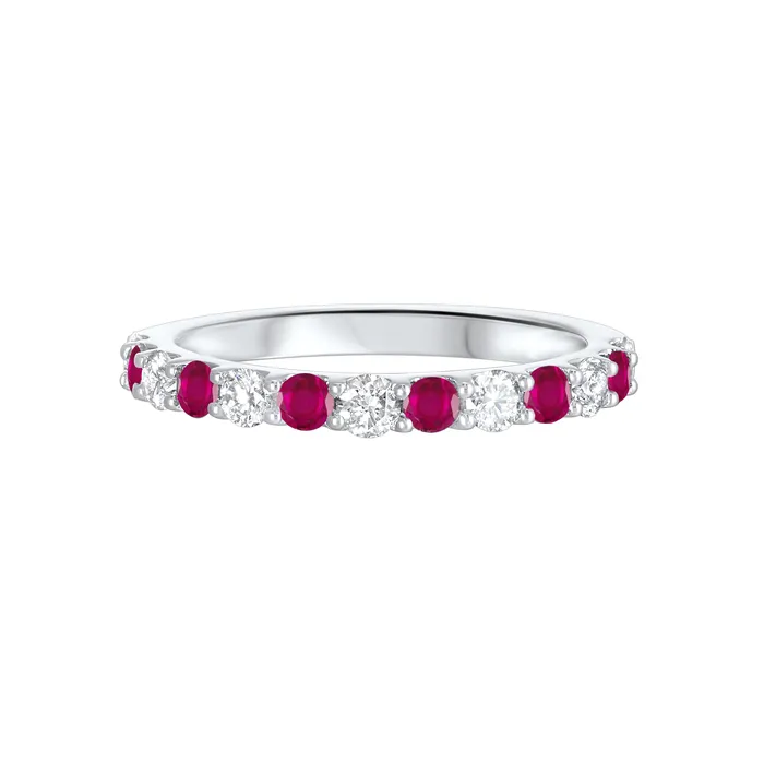 14K White Gold 99ctw Alternating Gemstone Style Diamond and Rubie Ring GEMS ONE CORPRATION Rings