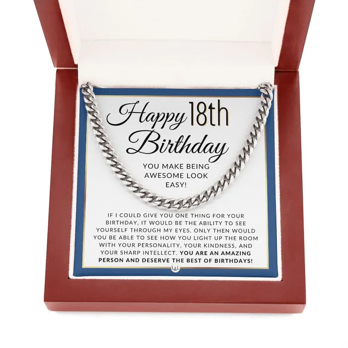 18th Birthday Gift For Him Chain Necklace For 18 Year Old Young Mans Birthday Great Teenage Birthday Gift For Teenage Boy Jewelry For Guys ShineOn Fulfillment Necklaces