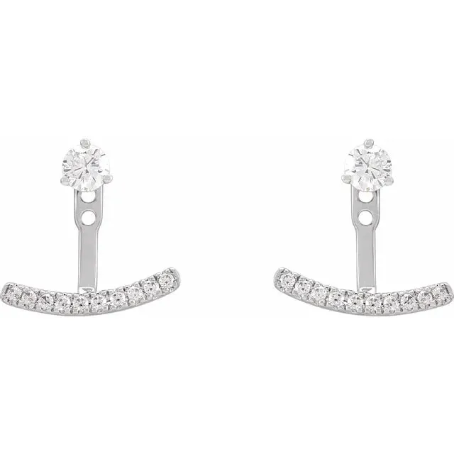 302 Fine Jewelry Get Happy LabGrown 15 CTW Diamond Curved Bar Earring Jackets Solid 14K Yellow White Rose Gold Earrings
