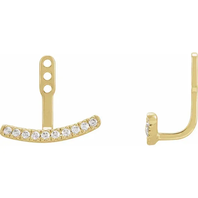 302 Fine Jewelry Get Happy LabGrown 15 CTW Diamond Curved Bar Earring Jackets Solid 14K Yellow White Rose Gold Earrings