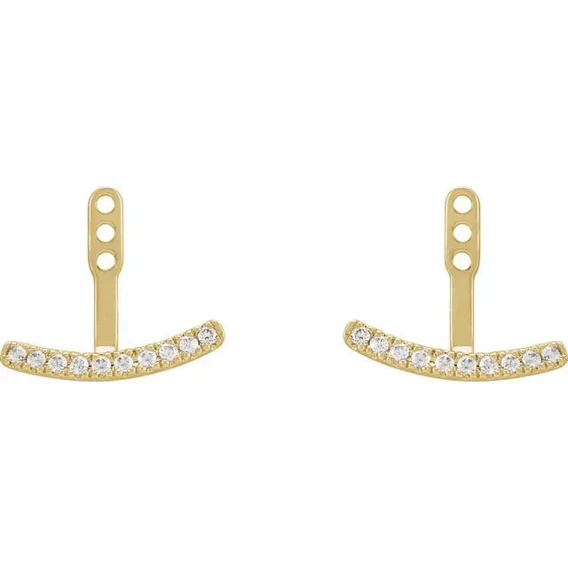 302 Fine Jewelry Get Happy LabGrown 15 CTW Diamond Curved Bar Earring Jackets Solid 14K Yellow White Rose Gold Earrings