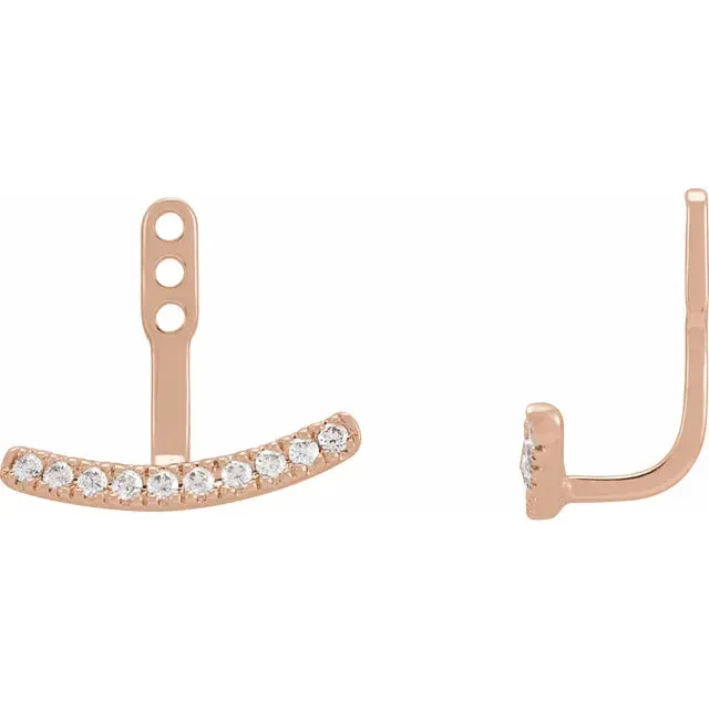 302 Fine Jewelry Get Happy LabGrown 15 CTW Diamond Curved Bar Earring Jackets Solid 14K Yellow White Rose Gold Earrings