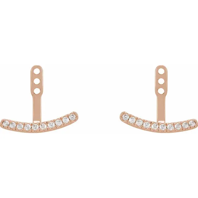 302 Fine Jewelry Get Happy LabGrown 15 CTW Diamond Curved Bar Earring Jackets Solid 14K Yellow White Rose Gold Earrings