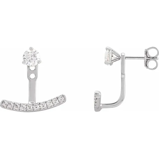 302 Fine Jewelry Get Happy LabGrown 15 CTW Diamond Curved Bar Earring Jackets Solid 14K Yellow White Rose Gold Earrings